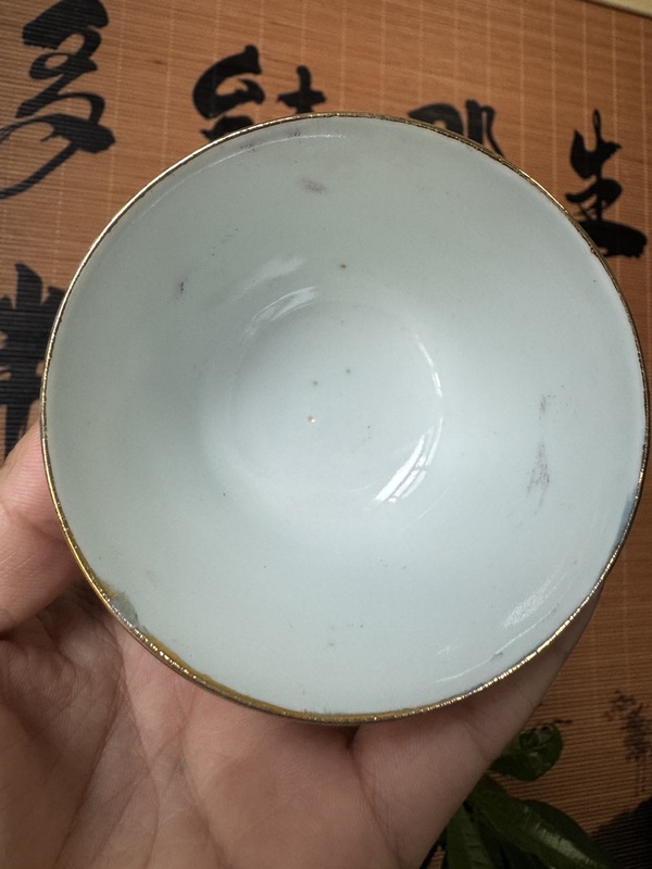 古玩陶瓷胭脂紅山水人物仰鐘杯（一對）拍賣，當前價格1000元