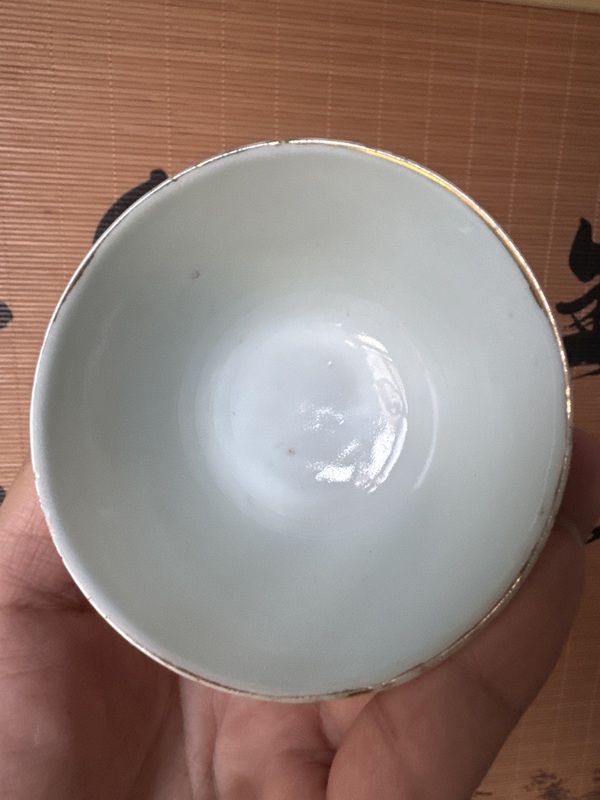 古玩陶瓷胭脂紅山水人物仰鐘杯（一對）拍賣，當前價格1000元