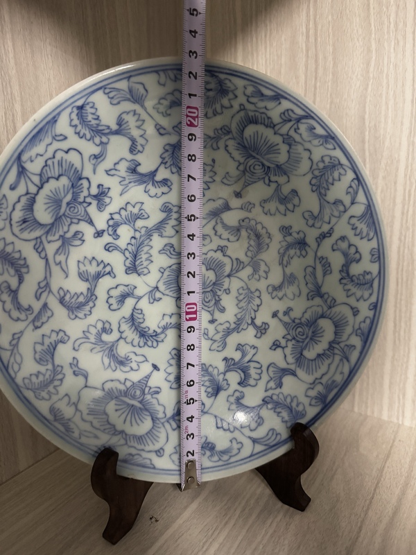 古玩陶瓷青花淡描花卉紋盤拍賣，當前價格1850元