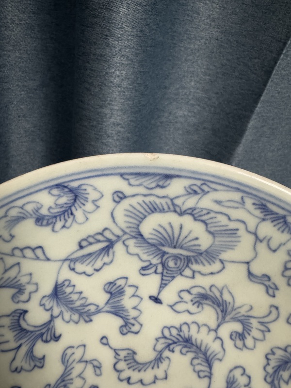 古玩陶瓷青花淡描花卉紋盤拍賣，當前價格1850元