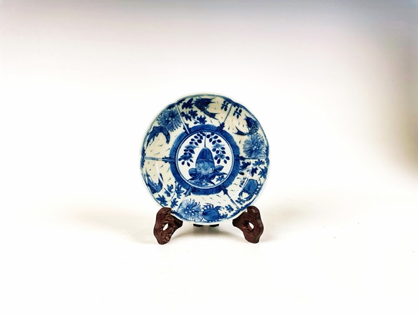 古玩陶瓷清光緒·青花魚蝦蟹盤拍賣,當前價格495元