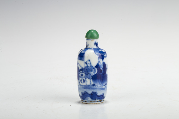 古玩嚴(yán)選晚清·青花教子圖鼻煙壺拍賣，當(dāng)前價(jià)格1940元