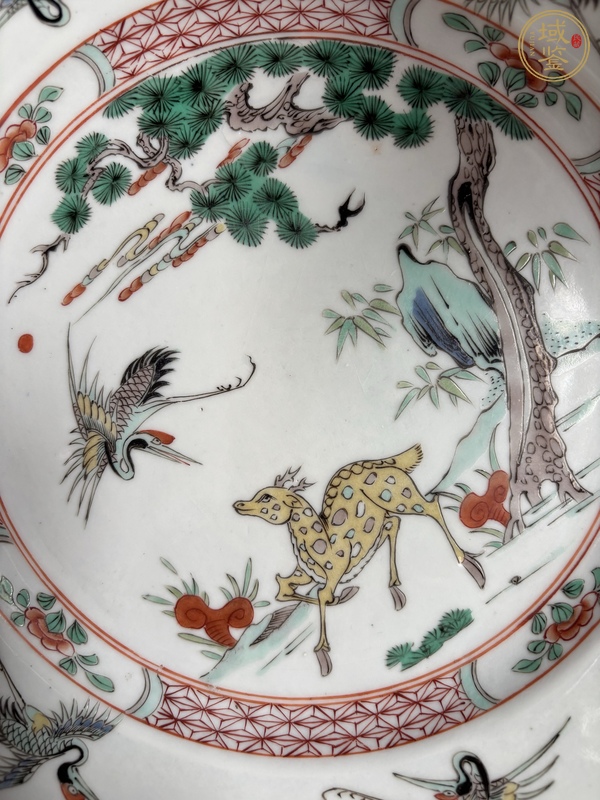 古玩陶瓷五彩福祿壽紋盤真品鑒賞圖