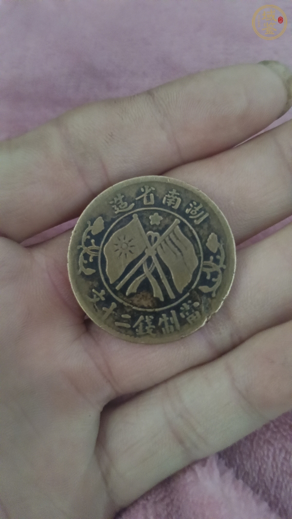 古玩錢幣湖南雙旗二十文銅元真品鑒賞圖