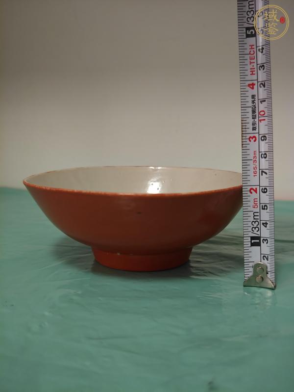 古玩陶瓷珊瑚紅釉碗真品鑒賞圖