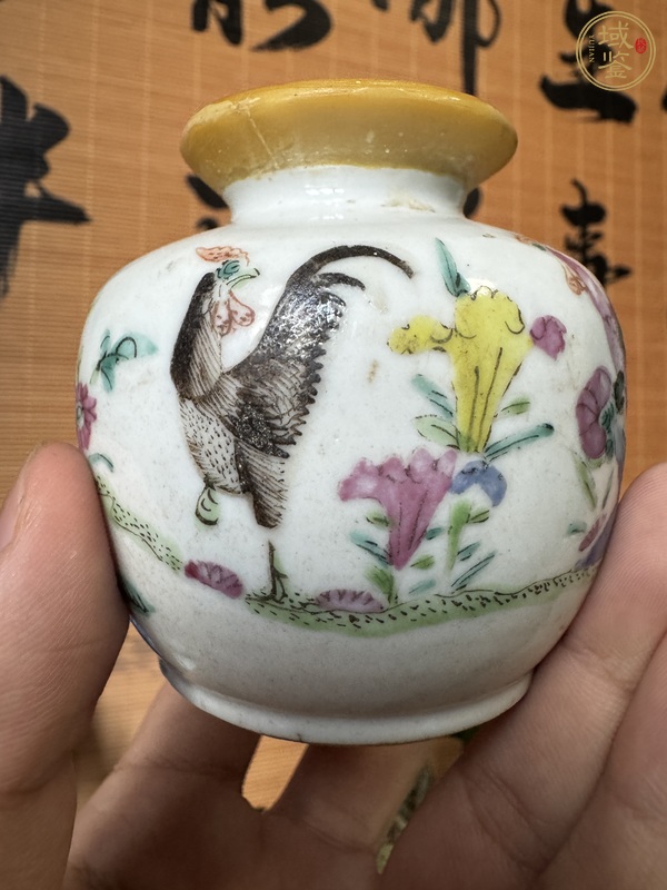 古玩陶瓷粉彩官上加官罐真品鑒賞圖