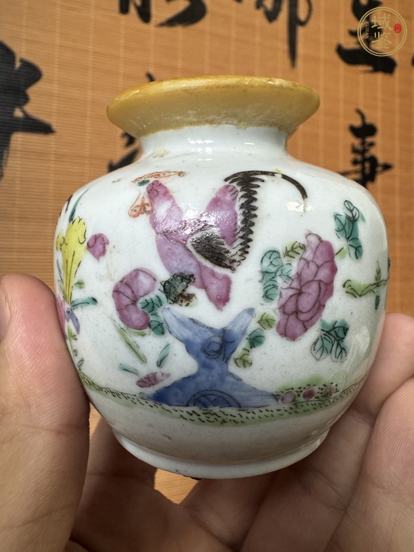 古玩陶瓷粉彩官上加官罐真品鑒賞圖