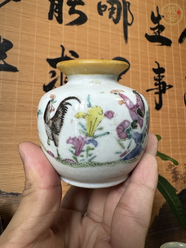 古玩陶瓷粉彩官上加官罐真品鑒賞圖