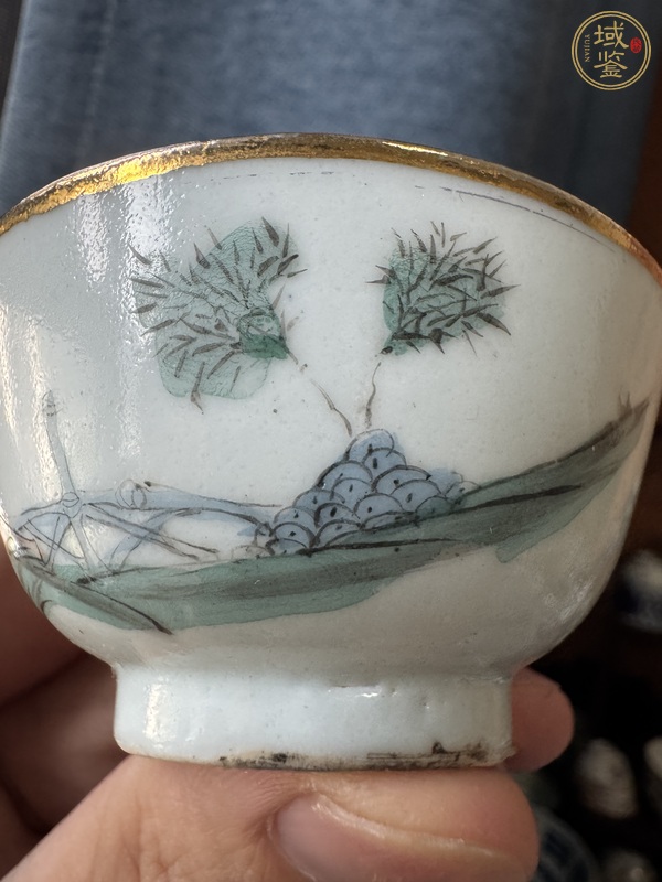 古玩陶瓷油粉彩人物紋茶碗真品鑒賞圖