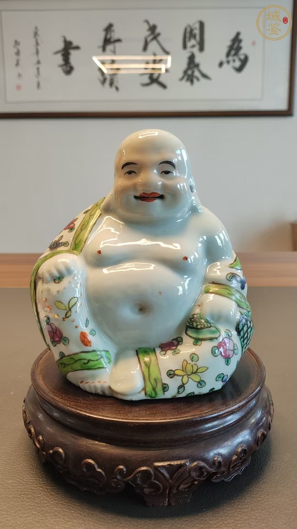 古玩陶瓷民國粉彩彌勒佛造像真品鑒賞圖