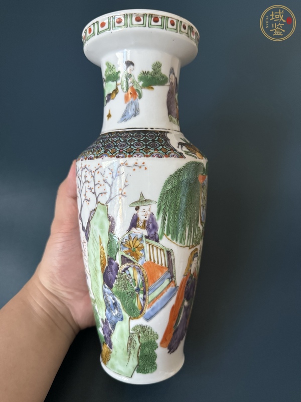 古玩陶瓷廣彩人物故事觀音瓶真品鑒賞圖