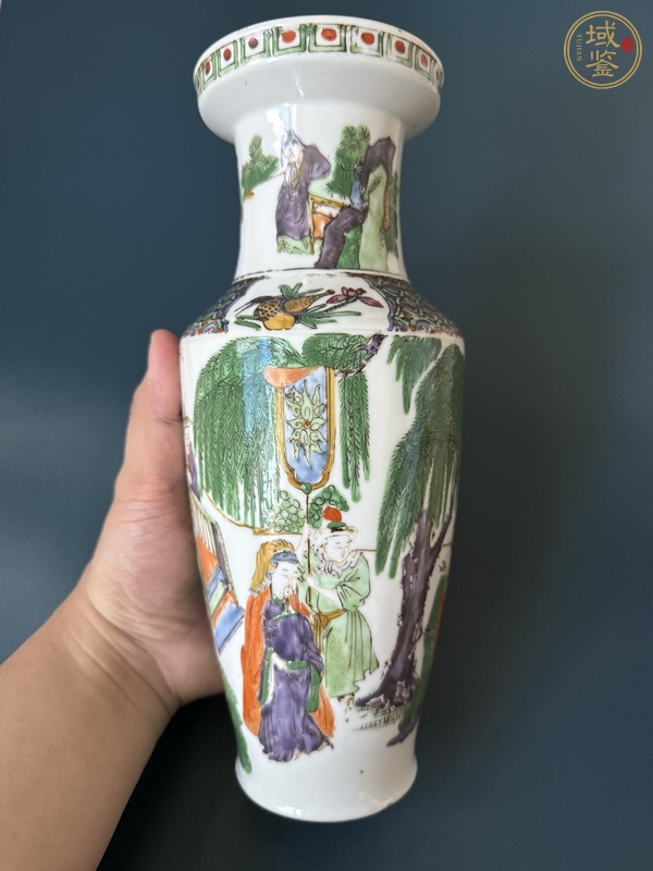 古玩陶瓷廣彩人物故事觀音瓶真品鑒賞圖