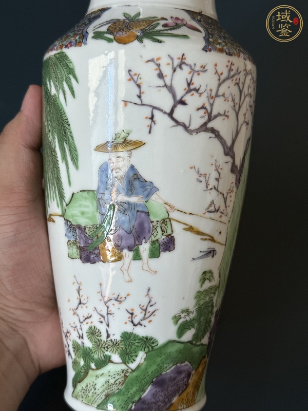 古玩陶瓷廣彩人物故事觀音瓶真品鑒賞圖