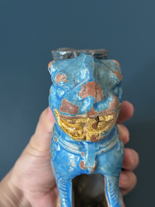 古玩陶瓷明·琺華彩獅子燈臺(tái)拍賣，當(dāng)前價(jià)格1500元