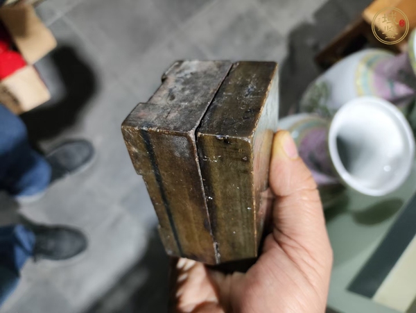 古玩雜項梁同書款印泥盒真品鑒賞圖