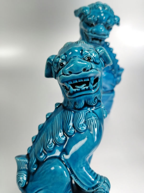 古玩陶瓷孔雀藍釉獅子擺件拍賣，當前價格1369元