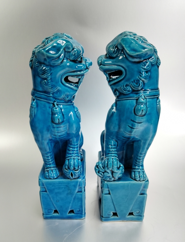 古玩陶瓷孔雀藍釉獅子擺件拍賣，當前價格1369元
