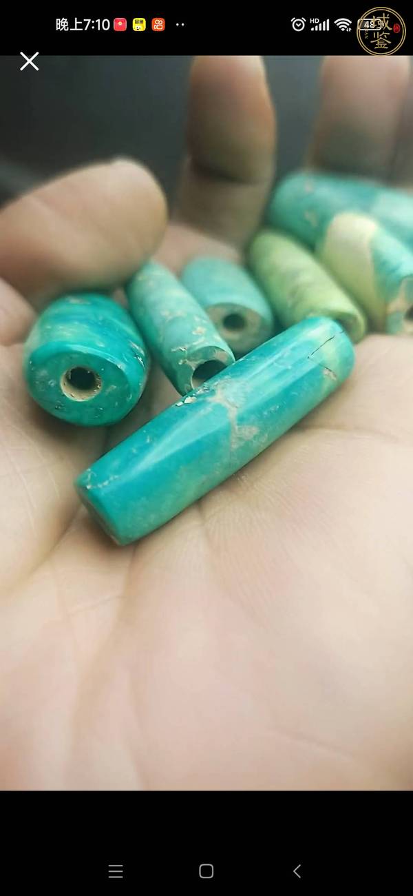 古玩玉器仿高松石管珠真品鑒賞圖
