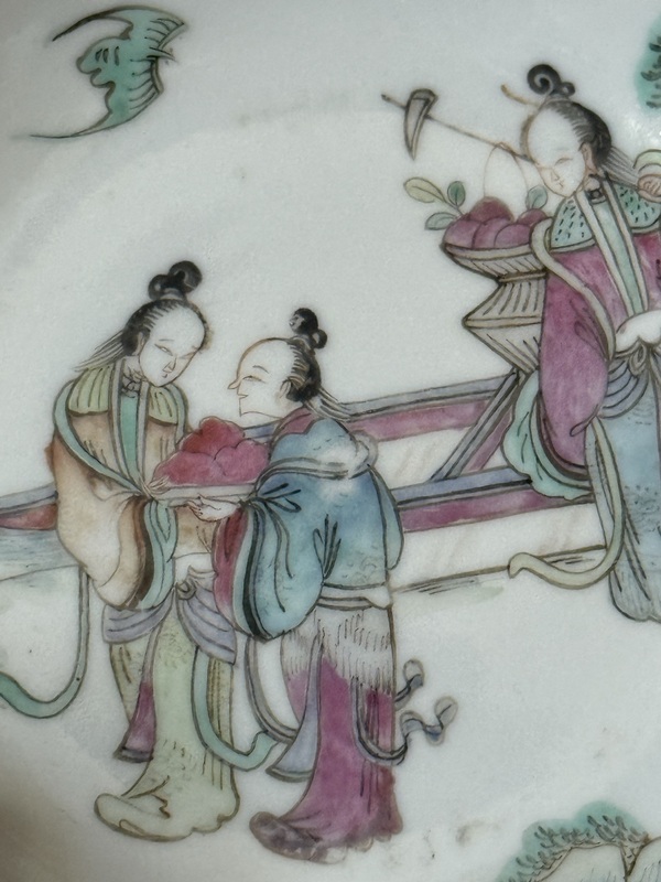 古玩陶瓷清·同治細(xì)路粉彩人物盤拍賣，當(dāng)前價格990元