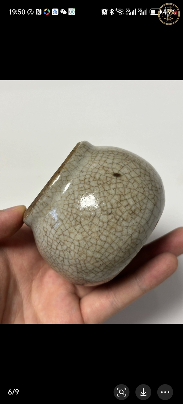 古玩陶瓷哥窯水盂真品鑒賞圖