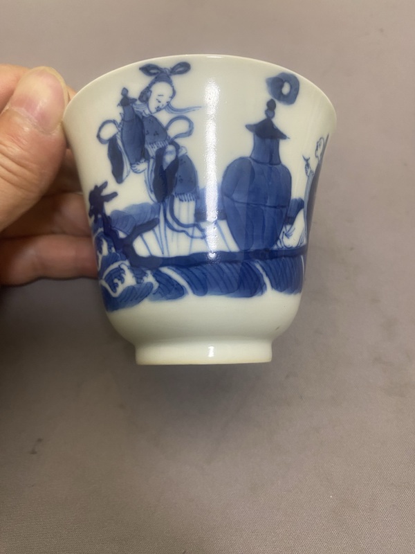 古玩陶瓷青花仙人乘槎圖蓋碗（附保真卡）拍賣，當前價格15820元