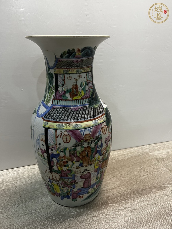 古玩陶瓷百子鬧春撇口瓶真品鑒賞圖
