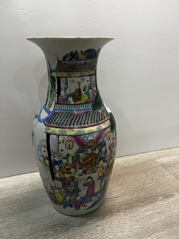 古玩陶瓷百子鬧春撇口瓶拍賣，當前價格35000元