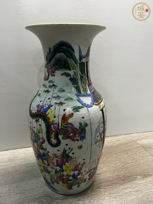 古玩陶瓷百子鬧春撇口瓶真品鑒賞圖