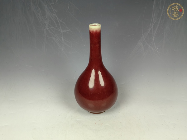 古玩陶瓷清乾隆郎紅釉撣瓶真品鑒賞圖