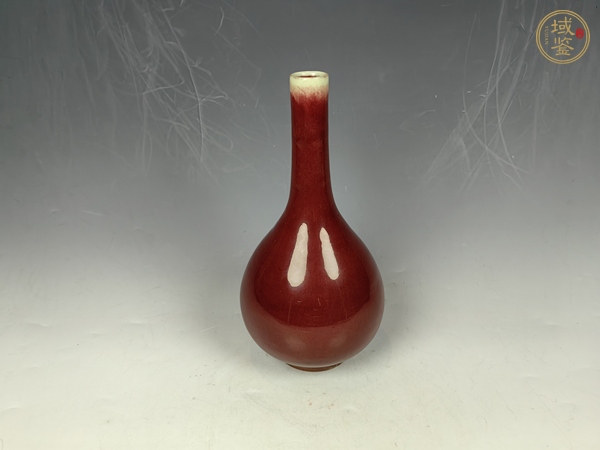 古玩陶瓷清乾隆郎紅釉撣瓶真品鑒賞圖