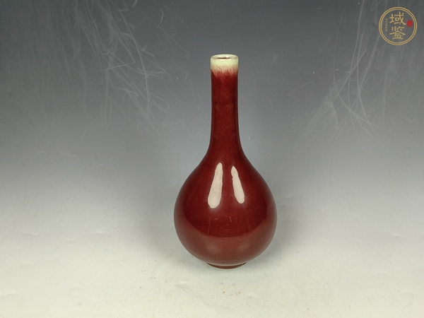 古玩陶瓷清乾隆郎紅釉撣瓶真品鑒賞圖