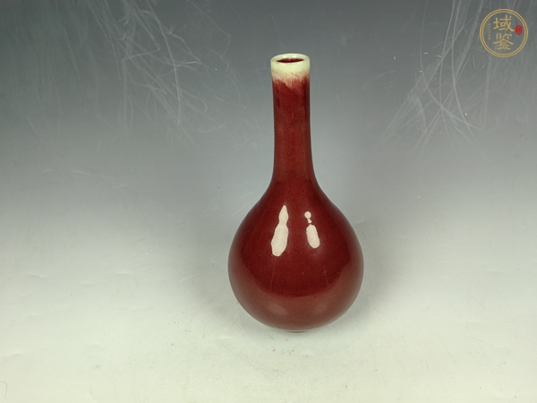 古玩陶瓷清乾隆郎紅釉撣瓶真品鑒賞圖