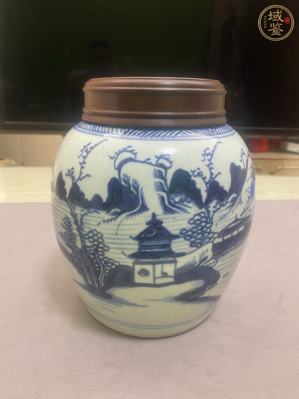 古玩青花山水人物罐真品鑒賞圖