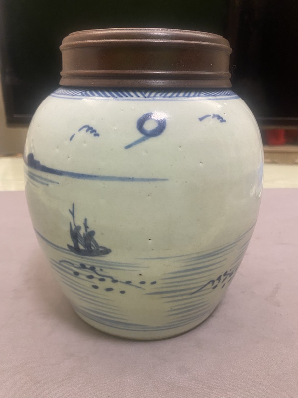 古玩陶瓷青花山水人物罐拍賣,當前價格1650元