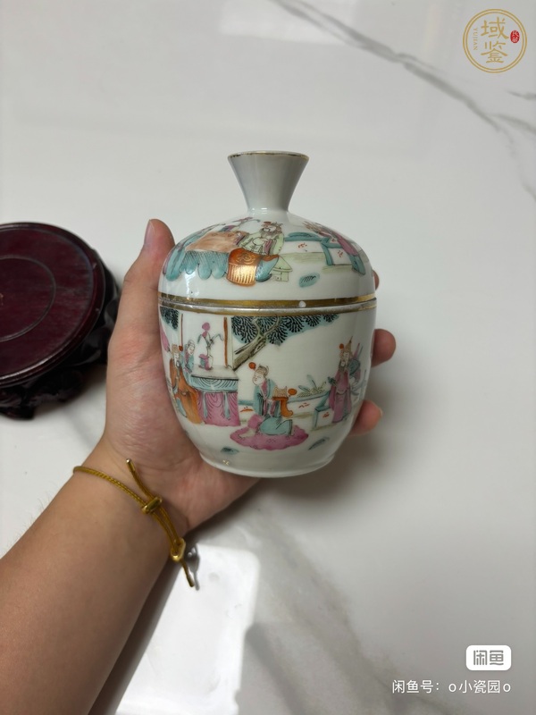 古玩陶瓷粉彩人物故事紋蓋缸真品鑒賞圖