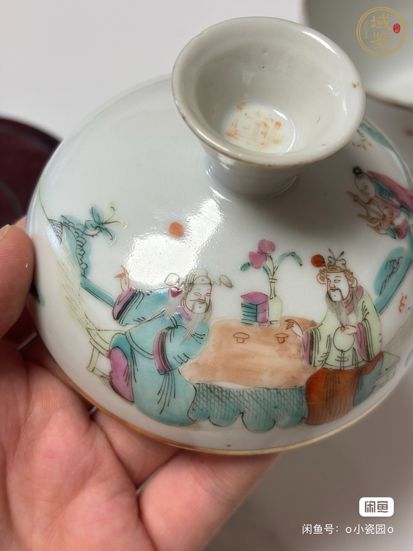 古玩陶瓷粉彩人物故事紋蓋缸真品鑒賞圖