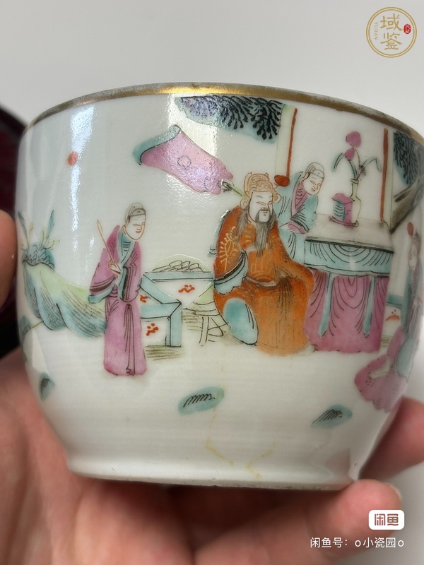 古玩陶瓷粉彩人物故事紋蓋缸真品鑒賞圖