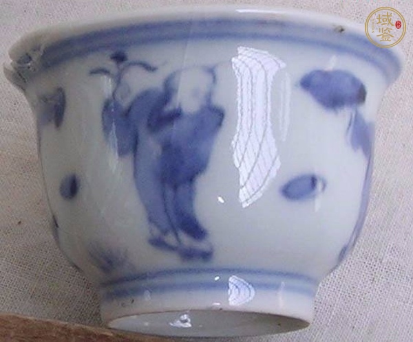 古玩陶瓷清代青花人物杯真品鑒賞圖