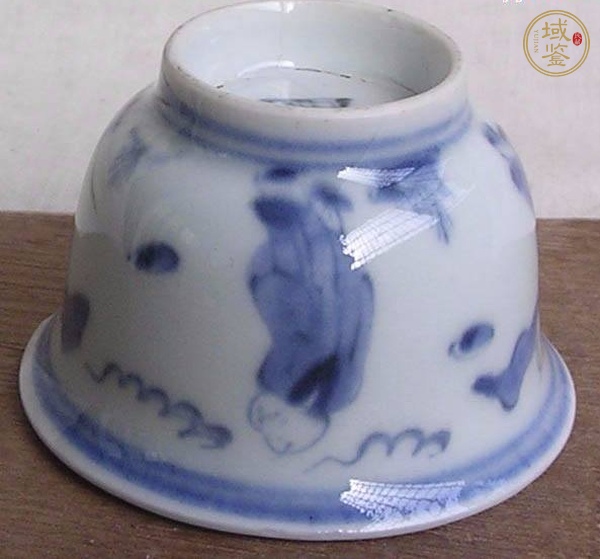 古玩陶瓷清代青花人物杯真品鑒賞圖