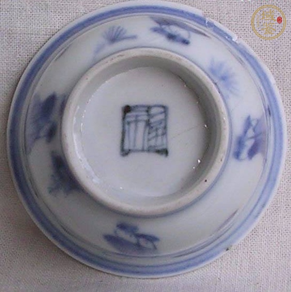 古玩陶瓷清代青花人物杯真品鑒賞圖