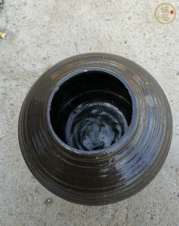 古玩陶瓷磁州窯銀油滴弦紋罐真品鑒賞圖
