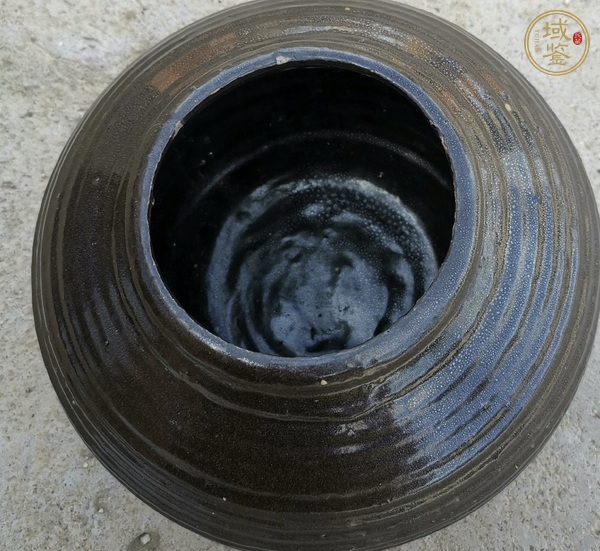 古玩陶瓷磁州窯銀油滴弦紋罐真品鑒賞圖