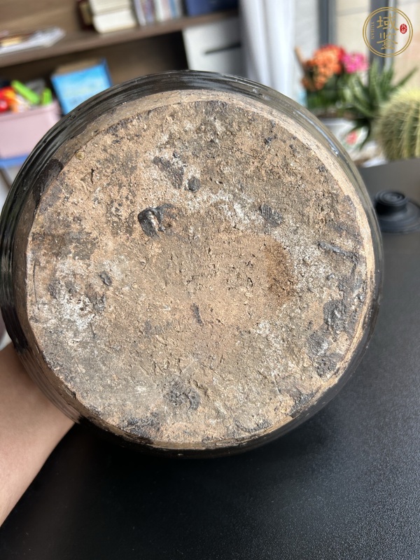 古玩陶瓷磁州窯銀油滴弦紋罐真品鑒賞圖