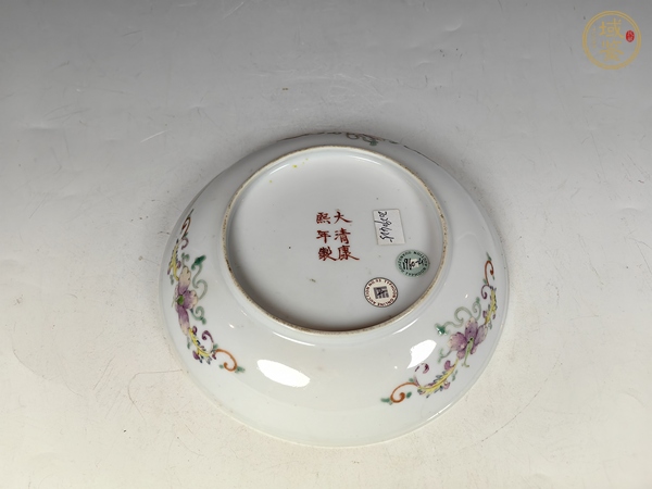 古玩陶瓷晚清民國粉彩喜鵲登梅賞盤真品鑒賞圖