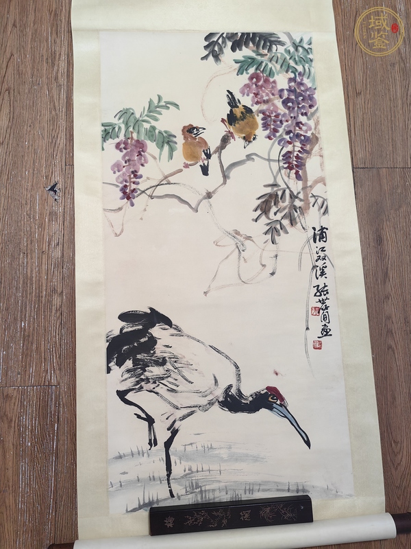 古玩字畫張世簡紫滕小鳥真品鑒賞圖