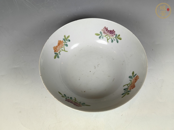 古玩陶瓷清晚淺降彩杏林春燕花卉紋賞碗真品鑒賞圖