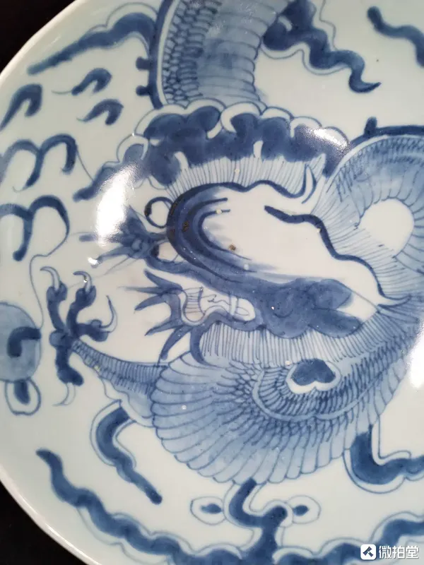 古玩陶瓷【清乾隆·碩大過墻龍紋青花碗】拍賣，當前價格8800元