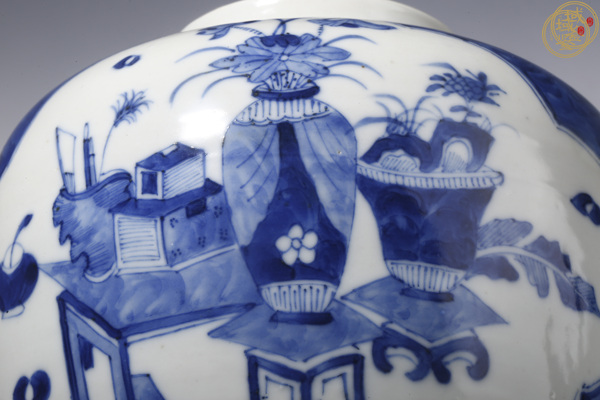 古玩陶瓷青花博古圖罐，模糊，偏老真品鑒賞圖