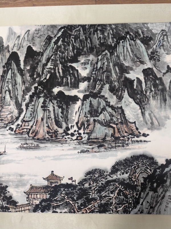 古玩字畫陽太陽山水橫披拍賣，當(dāng)前價(jià)格4799元