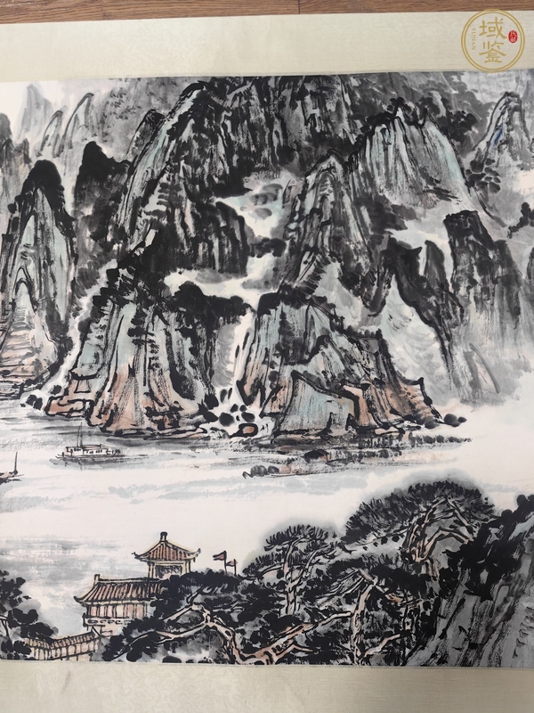 古玩字畫陽太陽山水橫披真品鑒賞圖